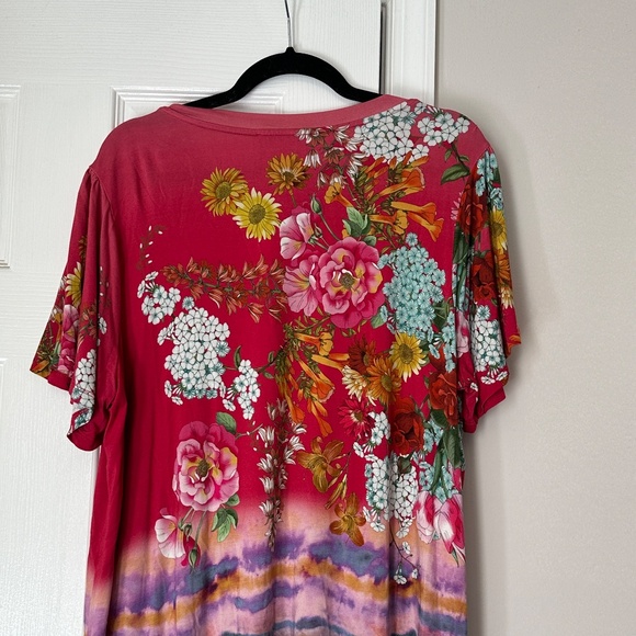 Women's Johnny Was Golden Rose Flutter Sleeve Tee Size XL Bamboo Soft - Picture 5 of 8